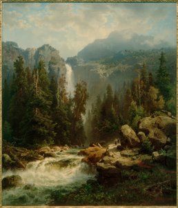 Paysage norvégien avec cascade - August Wilhelm Leu