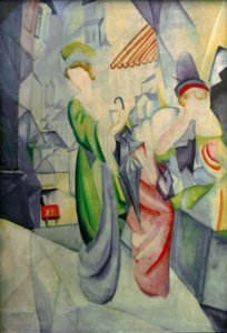 Femmes lumineuses devant le magasin de chapeaux - August Macke