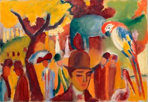 Le petit jardin zoologique en brun et jaune - August Macke