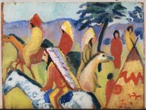 Indiens à cheval près de la tente - August Macke