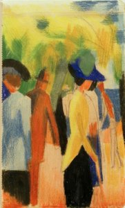 Promeneurs sous les arbres (Promeneurs dans le parc)