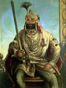 Portrait du Maharaja Sher Singh, en tenue royale, vers 1850 - August Theodor Schoefft