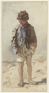 Garçon hongrois, debout et de face, pieds nus et portant un bonnet en fourrure - August Xaver Carl von Pettenkofen