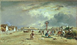 Le marché à Szolnol, Hongrie - August Xaver Karl von Pettenkofen