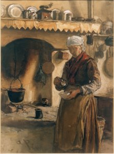 Paysanne italienne au foyer - August von Pettenkofen