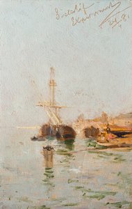 Étude de Venise avec bateau - August von Pettenkofen