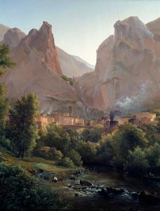 Le village de Moustiers Sainte Marie (détail) - Auguste Bec