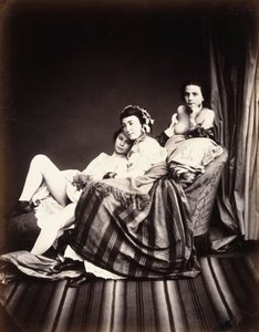 Trois femmes nues sur une chaise longue, vers 1850