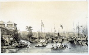Factoreries européennes à Canton - dans "La Chine et les Chinois", dessins par Auguste Borget et lithographies par Eugène Cicéri