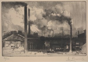 Aux usines du Creusot - les aciéries (roulette et pointe sèche) - Auguste Brouet