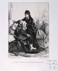 Une femme nourrissant un soldat blessé de soupe, Siège de Paris, Guerre franco-prussienne, 1870-1871