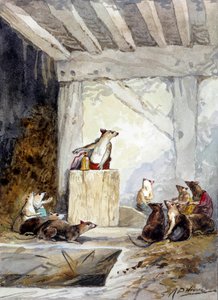 Illustration de la fable Le conseil tenu par les rats de Jean de La Fontaine - Auguste Delierre