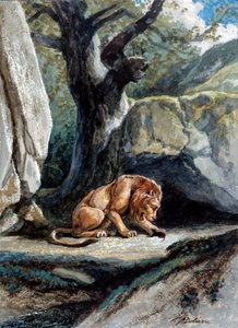 Illustration de la fable Le lion et le rat de Jean de La Fontaine - Auguste Delierre