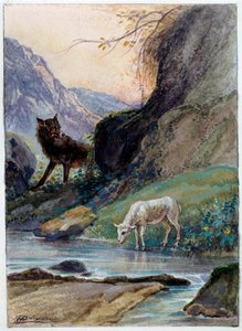 Illustration de la fable "Le loup et l
