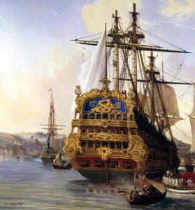 Le navire « Le Foudroyant » en rade de Brest en 1724 (détail) - Auguste Etienne Francois Mayer