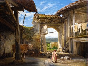 Cour de ferme - Auguste Flandrin
