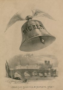 Big Ben avec des ailes volant au-dessus de Londres - Auguste Francois Laby
