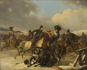 Cosaques poursuivant des soldats français en retraite, 1812 - Auguste Joseph Desarnod