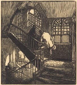 Escalier de la maison où était le Château Rouge, publié en 1901 - Auguste Lepere
