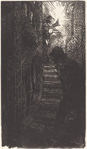 Escalier sculpté rue Boutebrie - Auguste Lepere