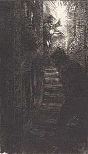 Escalier sculpté rue Boutebrie - Auguste Lepere