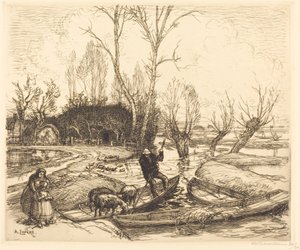 Au marais inondé - Le berger - Auguste Lepere