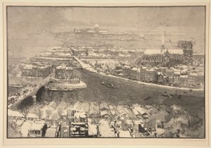 Paris sous la neige, vu du haut de St. Gervais