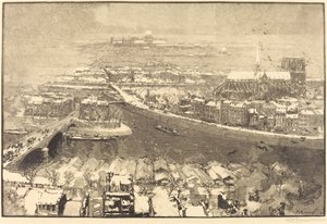 Paris sous la neige, vue du haut de St.-Gervais