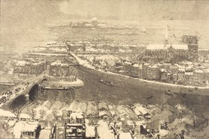Paris sous la neige, vue du haut de St.-Gervais, 1890 - Auguste Lepere