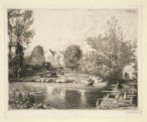 Vieille passerelle, bords du petit Morin - Auguste Lepere