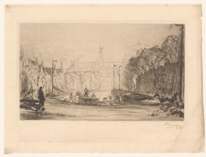 Vue sur le Spaarne et la Sint Bavo - Auguste Lepère (signed by artist)