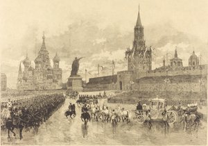 Le Couronnement du Tzar. Le Cortège Impérial Traverse la Place Royale - Auguste Lepère and Auguste Gérardin