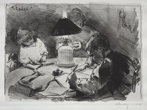 Autour de la lampe - Auguste Louis Lepère