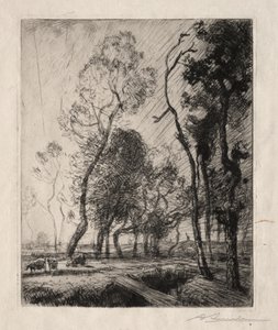 Coucher de Soleil derrière les Arbres, 1909 - Auguste Louis Lepère