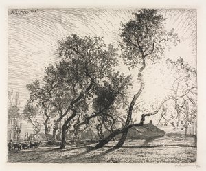 Ferme avec peupliers de Hollande - Auguste Louis Lepère