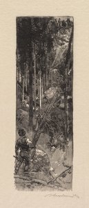 Forêt de Fontainebleau: Abattage des pins - Auguste Louis Lepère