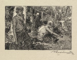 Forêt de Fontainebleau : Récolte de muguet, 1890 - Auguste Louis Lepère