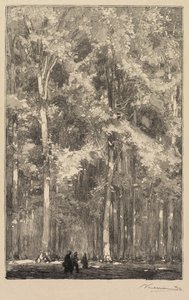 Forêt de Fontainebleau: Le Matin, Carrefour des Forts de Marlotte - Auguste Louis Lepère