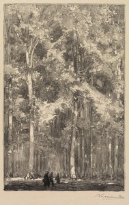 Forêt de Fontainebleau : Matin, Carrefour de la route des Forts de Marlotte..., 1890 - Auguste Louis Lepère