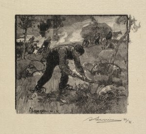 Forêt de Fontainebleau: Arracheurs de Bruyères - Auguste Louis Lepère