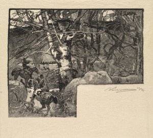 Forêt de Fontainebleau: Une Chasse au Mont-Gérard - Auguste Louis Lepère