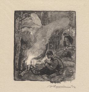 Forêt de Fontainebleau : Le repas des bûcherons, 1890 - Auguste Louis Lepère