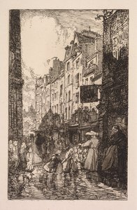 La Bièvre, Les Gobelins, Saint-Séverin: Le Quartier Saint-Séverin: La Rue des Prêtres Saint-Séverin - Auguste Louis Lepère