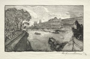 Le Louvre, vu du Pont Neuf - Auguste Louis Lepère