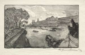 Le Louvre, vu du Pont Neuf - Auguste Louis Lepère