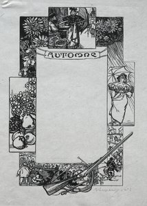 Almanach de Paris, 1897: Bordure décorative, Automne - Auguste Louis Lepère