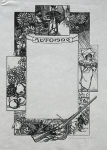Almanach de Paris, 1897 : Bordure décorative, Automne, 1897 - Auguste Louis Lepère