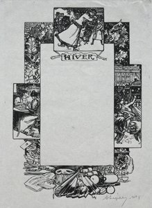 Almanach de Paris, 1897 : Bordure décorative, Hiver, 1897