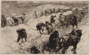 Bataille de boules de neige : Quai aux Fleurs, 1890 - Auguste Louis Lepère