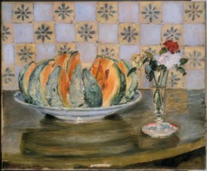 Nature morte avec melon et vase de fleurs - Auguste Renoir